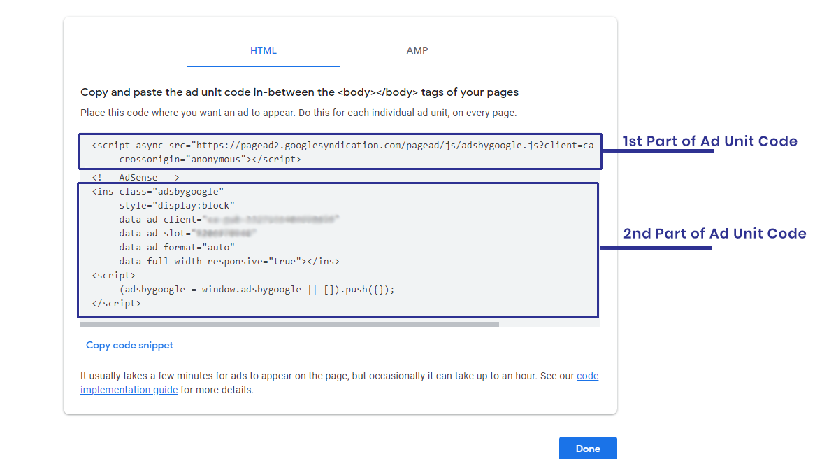 Parts Of Ad Unit Code