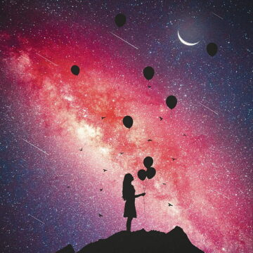 Girl Silhouette Balloons Starry Sky Wallpaper Preview