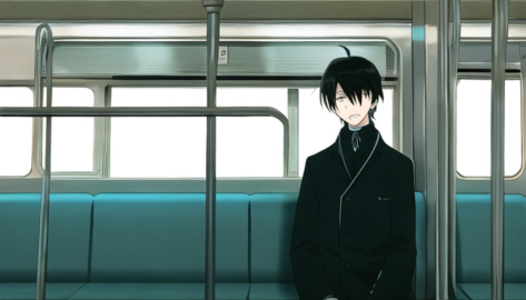 Strange Man In Train Anime Style Dark Cinematic Setting 613849098