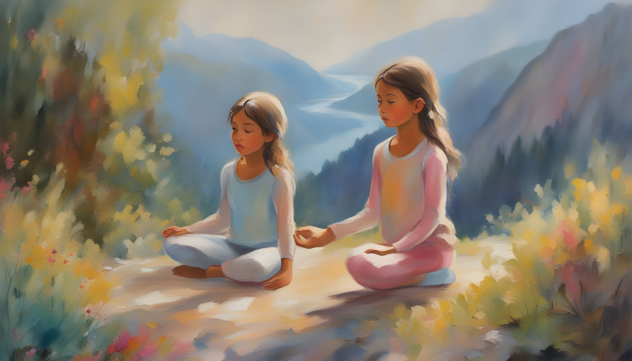 Beautiful Painting Of A Landscape With Yoga Small Girl Beautiful Light Details 8k Resolution 1 1
