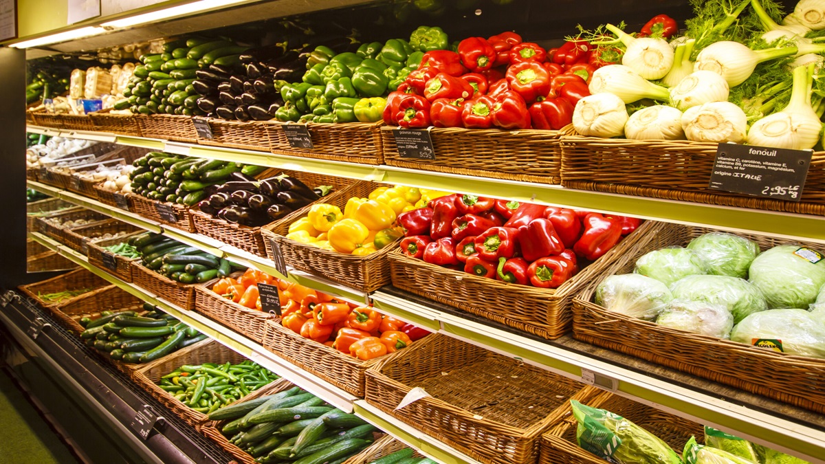 Vegetable Section Of Store In Paris, France