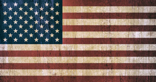 Usa National Flag Background In Vintage Style