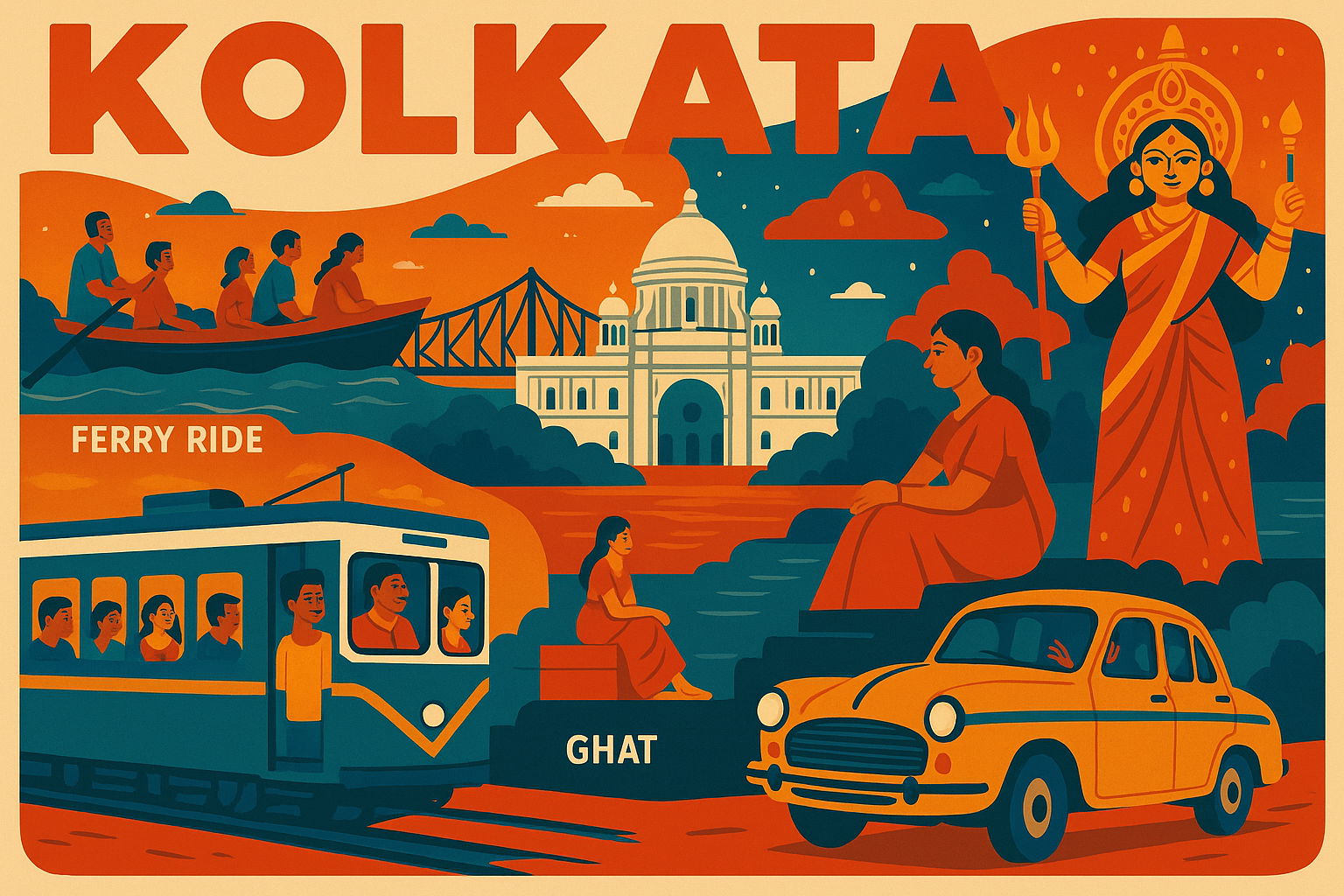 Illustrated Guide Kolkata Food Travel Landmarks.png
