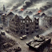 Dall·e 2025 03 15 12.38.12 A Realistic War Scene Depicting The Destruction Caused By The Russia Ukraine Conflict. The Image Shows A War Torn Cityscape With Heavily Damaged Build