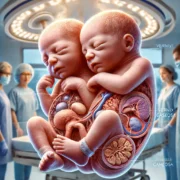 Dall·e 2025 03 17 01.49.53 A Highly Detailed Medical Illustration Of Newborn Siemens Twins, A Rare Form Of Conjoined Twins, Freshly Delivered And Still Attached By The Umbilical