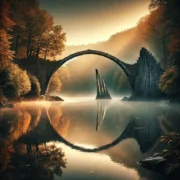Dall·e 2025 03 19 22.32.55 A Sophisticated And Atmospheric Digital Painting Of Rakotzbrücke (devil’s Bridge) In Germany. The Image Showcases The Bridge’s Perfect Arch Reflecting