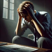Dall·e 2025 03 28 00.41.49 A Realistic Digital Painting Of A Person Sitting In Deep Contemplation, Struggling To Accept A Truth They Were Just Told. The Person Has Furrowed Brow