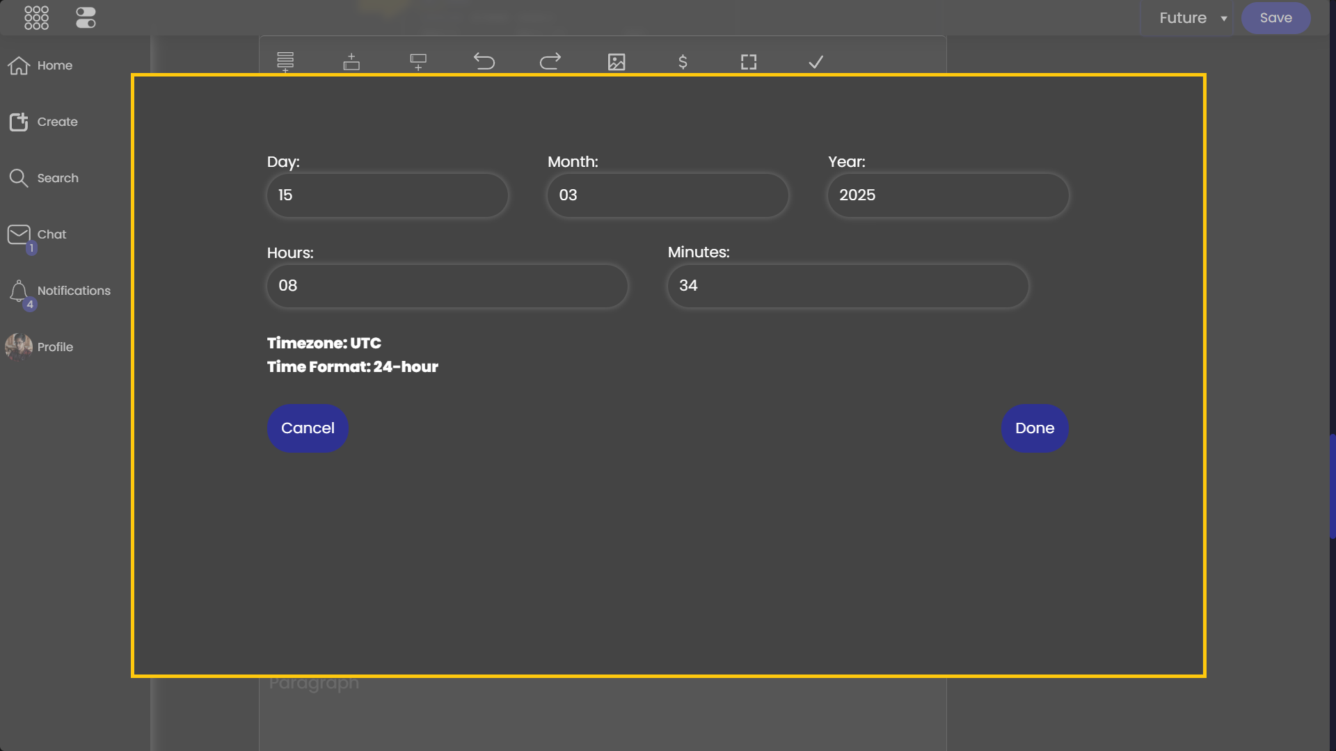 Set Creation Publish Time