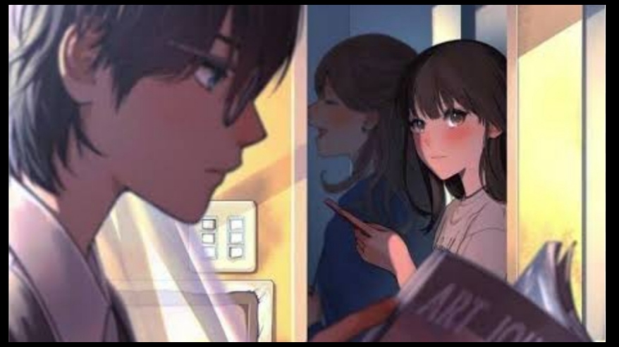 Girl Admiring Her Crush Secret Love Longing Moment