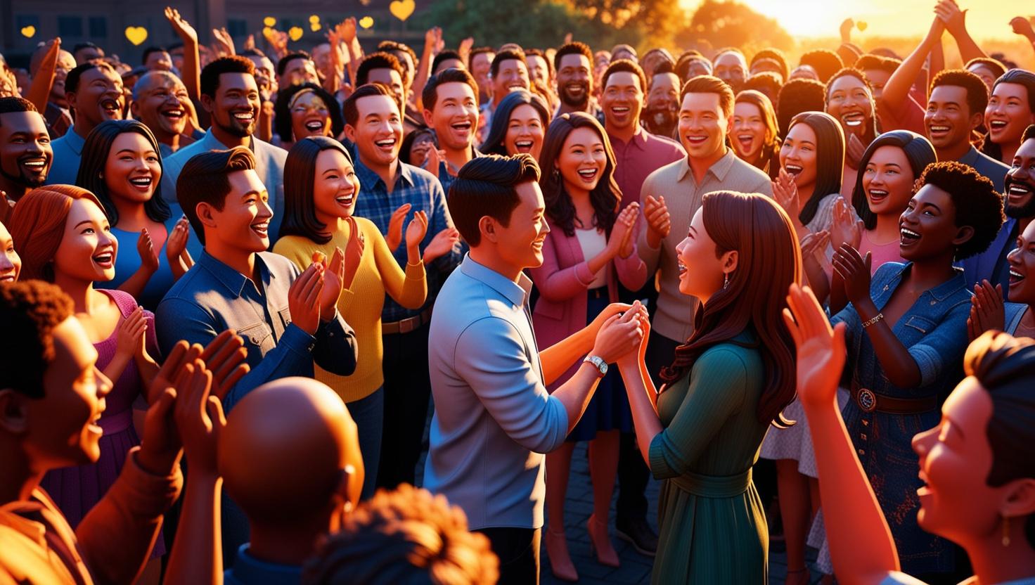 A Crowd Cheering A Proposal. Milyin