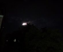 Night View And The Moon Behind Clouds